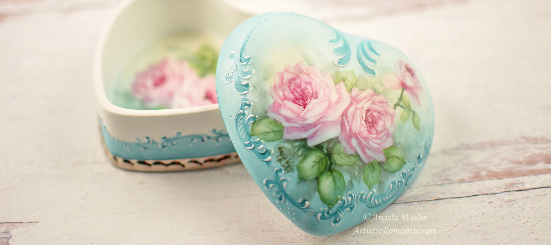 Hand Painted porcelain china painting roses box