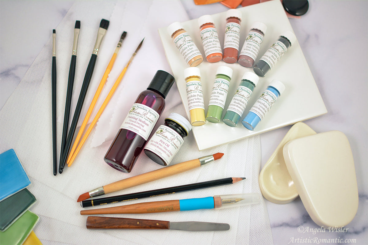 Custom Bundle For Heidi 6 Paints Brushes Tools and China Painting Mediums for Porcelain Art