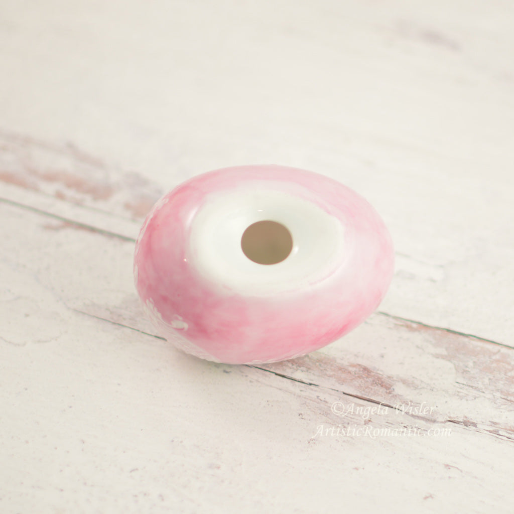 Pink Easter Egg Shabby Chic Roses Hand Painted Victorian Style Porcelain